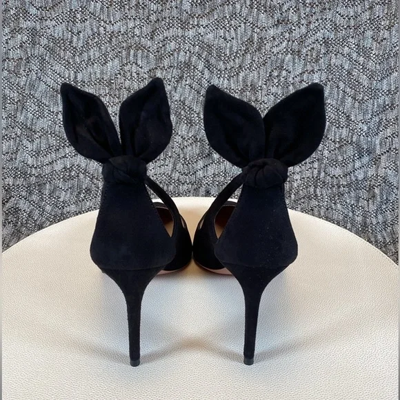 Aquazzura Bow Tie Pump 85mm Heels Black Size 36 - Picture 9 of 14